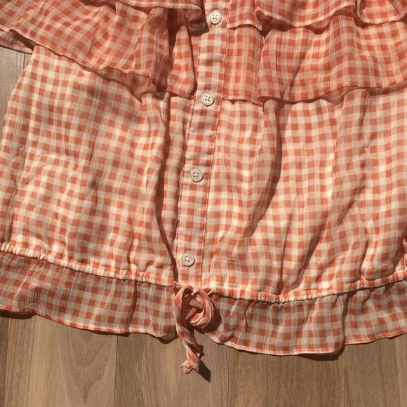 LC Lauren Conrad check print ruffle detail boho top XXL - Picture 6 of 17